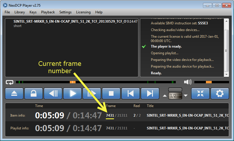 NeoDCP Current frame number